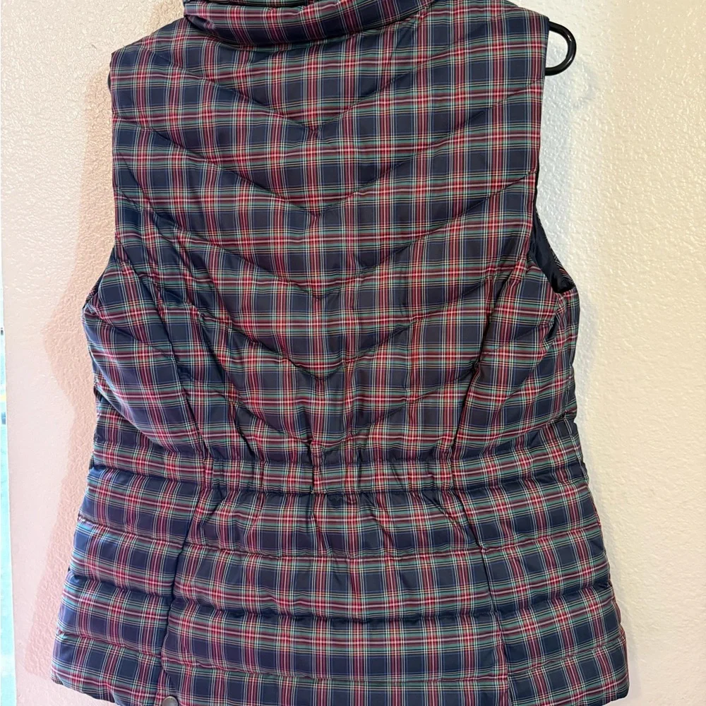 Talbots Navy and Plaid Puffer Vest - Picture 4 of 5